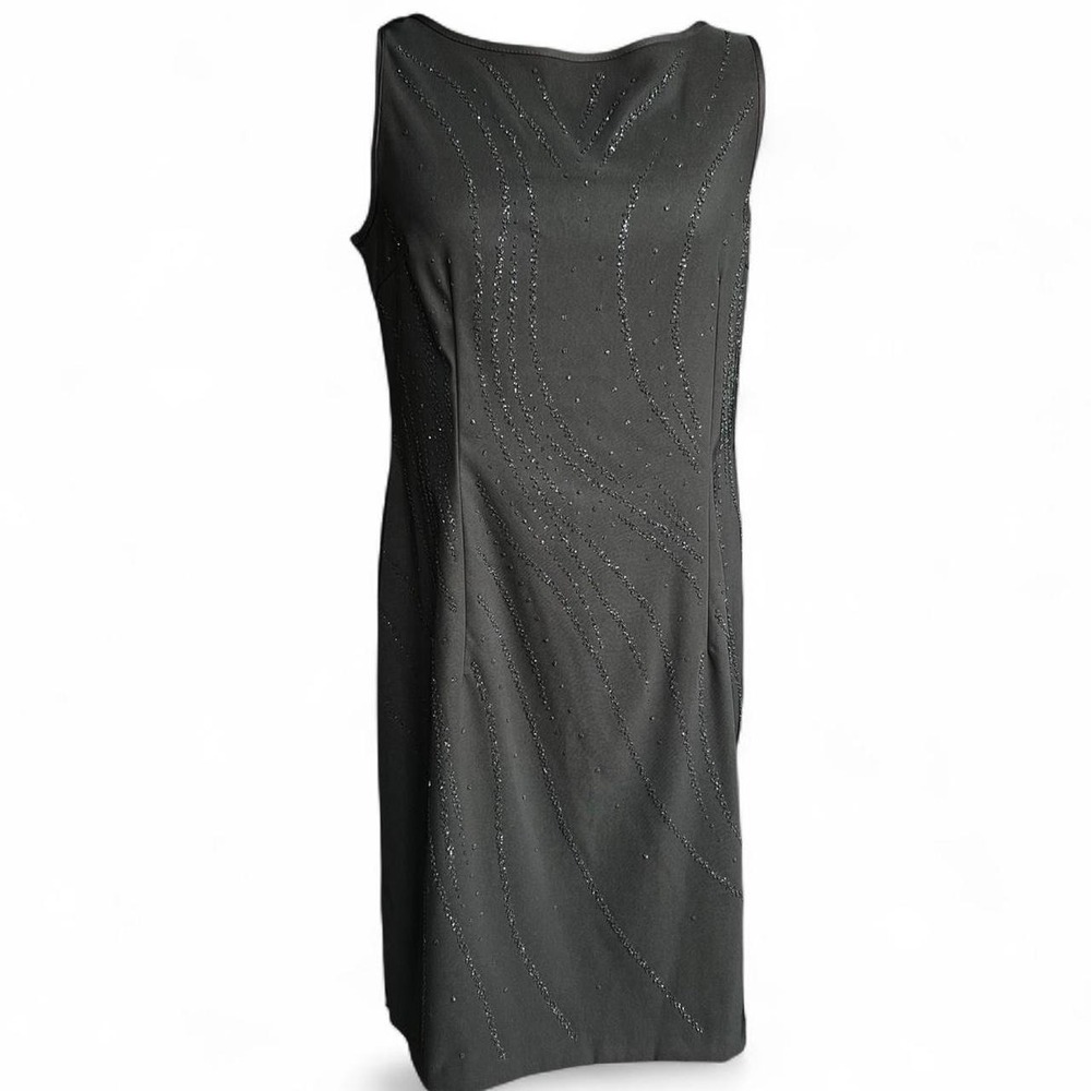 Vintage ABG Dresses Little Black Dress Beading On Front & Open Back Size 14P